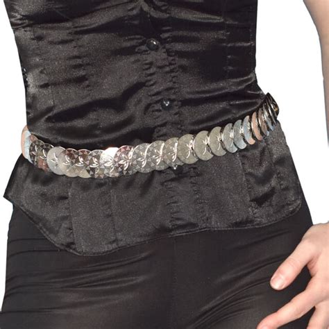 Metal Hip Belt With Coins Waist Belt Belly Dance Oriental Elastic Belt