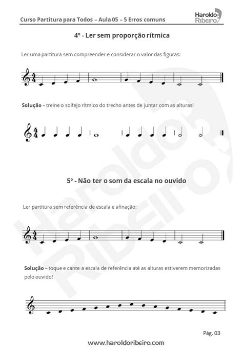 Partitura Para Todos Aula 05 Os 6 Erros Comuns De Iniciantes Na Leitura Haroldo Ribeiro