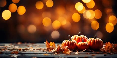 Premium AI Image Fresh Pumpkins And Fallen Leaves On Wooden Table