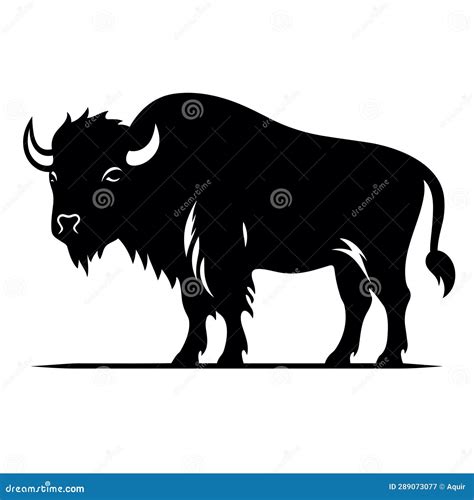 Bison Black Icon On White Background Buffalo Silhouette Cartoon Vector