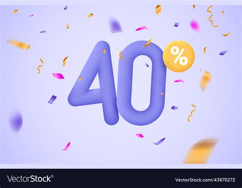 40 Percent Discount 3d Mega Royalty Free Vector Image