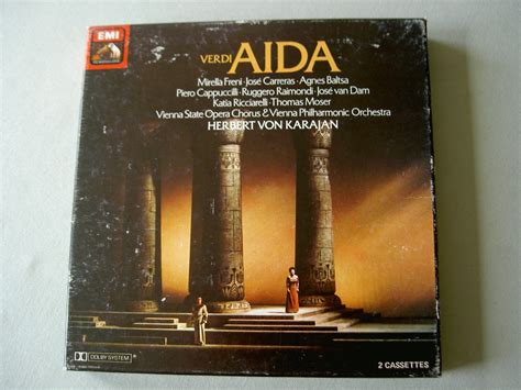 VERDI Aida Freni Carreras Baltsa Cappuccilli Karajan 2 Cassette Box Set