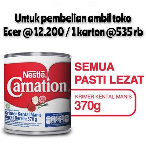 Jual Carnation Susu Kental Manis Kaleng Nestle 370gr Shopee Indonesia