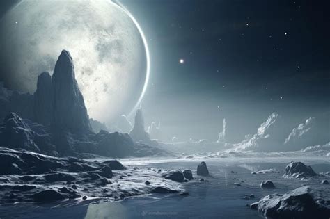 Premium AI Image | Exploration of habitable moons by probes