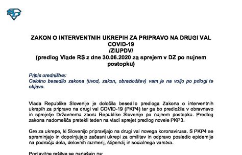 ZAKON O INTERVENTNIH UKREPIH ZA PRIPRAVO NA DRUGI VAL COVID 19 ZIUPDV