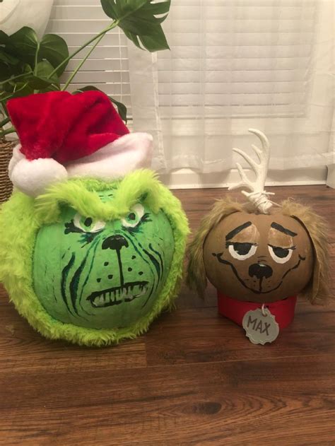 Character Pumpkin - The Grinch and Max | Halloween pumpkin designs ...