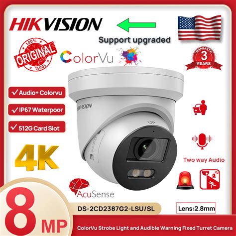 4K Hikvision 8 MP ColorVu Strobe Light And Audible Warning Fixed Turret