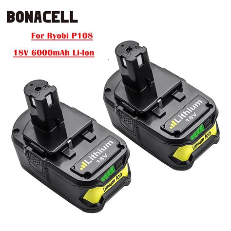 Bonacell For Ryobi 18v 6000mah P108 Rb18l40 Lithium Rechargeable Battery Power Tools Battery