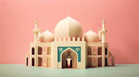 Premium AI Image | A paper model of a mosque with a dome on the front.