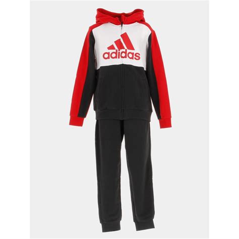 Ensemble Surv Tement Bos Colorblock Noir Rouge Enfant Adidas Wimod