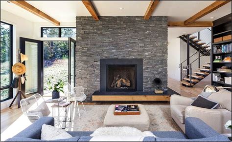 Living Room Stone Fireplace Design - Living Room : Home Decorating ...