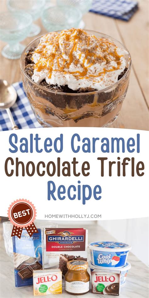 Salted Caramel Chocolate Trifle Recipe With Text Overlay