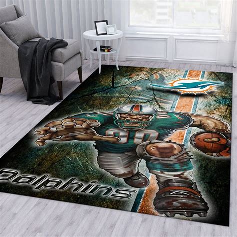 Miami Dolphins Galax NFL Christmas Gift Rug Living Room Rug Home Decor