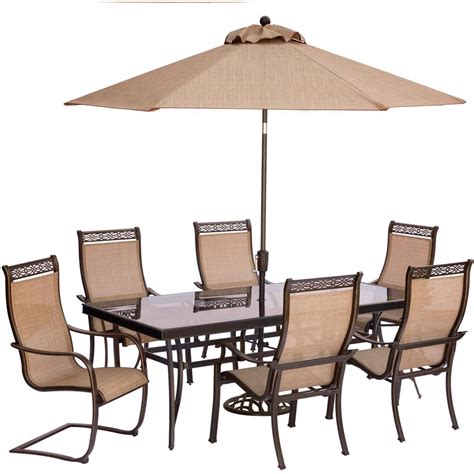 Hanover 7-Piece Outdoor Dining Set with Rectangular Glass-Top Table and ...