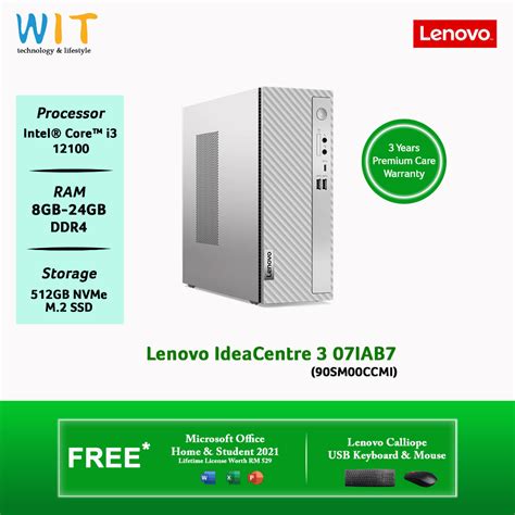 Lenovo Ideacentre 3 07iab7 90sm00ccmi Intel Core I3 12100 8gb 24gb Ram 512gb Ssd Intel Uhd