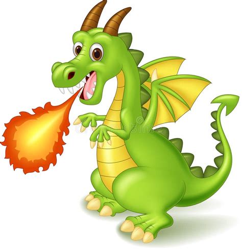 Cartoon Dragon Posing With Fire Stock Vector - Image: 58811910