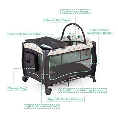 Pamo Babe Portable Crib For Baby Nursery Center Playard Baby Playpen Travel Crib Diaper Changer