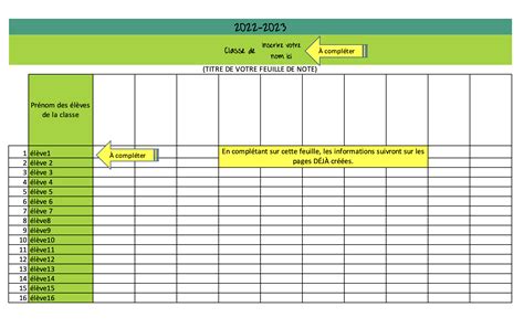 Liste d élèves et d observation EXCEL