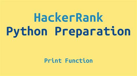 HackerRank Python Prepration Print Function YouTube