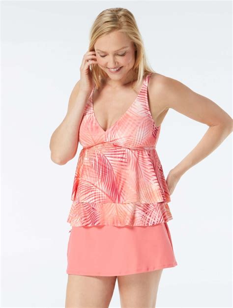 Beach House Swim Tana Double Ruffle Underwire Tankini Top Shadow Fern