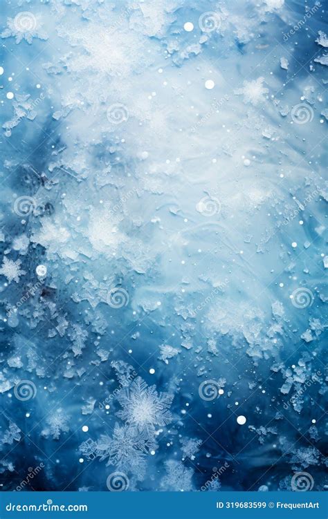 Painting Of Snow Flakes On Blue Background Generative Ai Stock