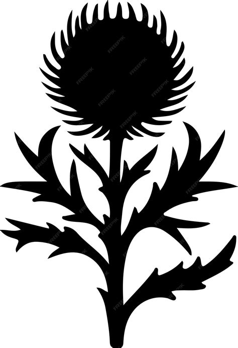 Premium Vector Thistle Black Silhouette With Transparent Background