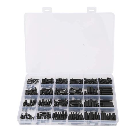 360pcs M2 M2 5 M3 Black Nylon Standoffs Kit Hex Standoffs Spacer Screw Nut Assortment For Pcb