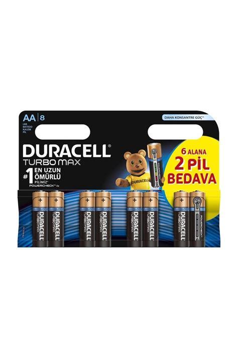 Duracell Turbomax Alkalin AA Kalem Pil 6 2 Pil