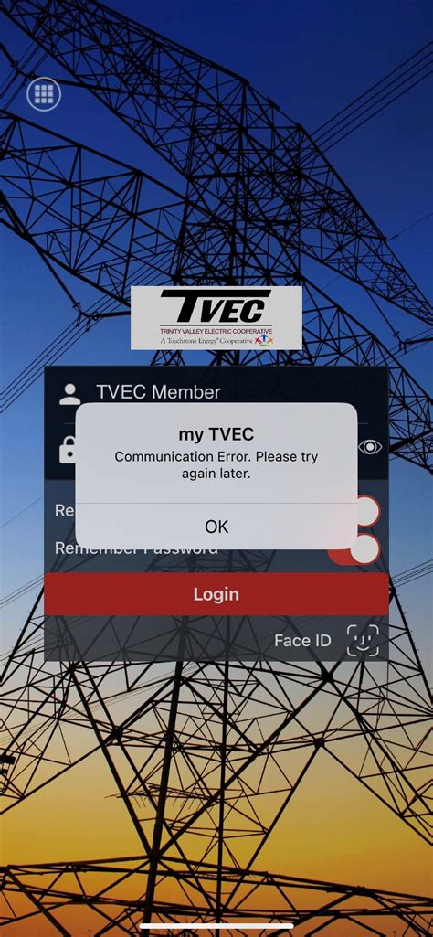 myTVEC mobile app is working with version 1.634.0039 – Trinity Valley Electric Cooperative