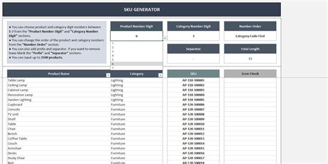 Sku Generator Excel Template Sku Barcode Generator Sku Creator Sku