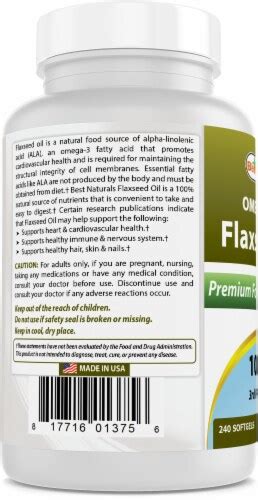 Best Naturals Flaxseed Oil 1000 Mg 240 Softgels Omega 3 6 9 For Heart