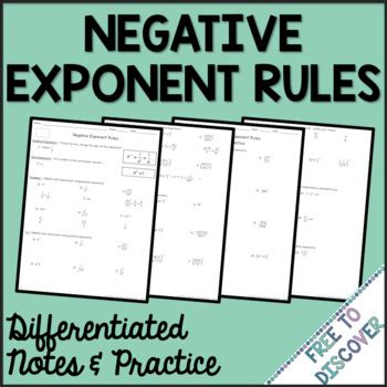 Negative Exponent Rules Notes and Practice by Free to Discover | TpT