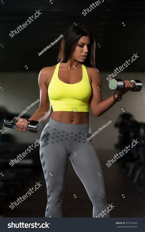 Sexy Latina Woman Working Out Biceps Stock Photo 357576362 Shutterstock