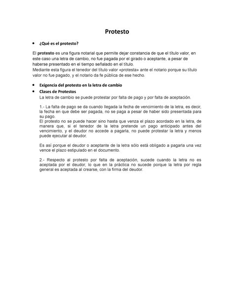 Protesto Apuntes Protesto Qu Es El Protesto El Protesto Es Una