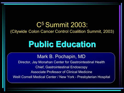 Ppt C5 Summit 2003 Citywide Colon Cancer Control Coalition Summit