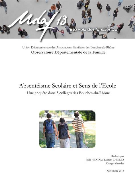 PDF Absentéisme Scolaire et Sens de lEcole PDF fileUnion