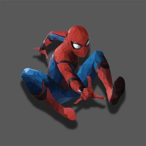 Custom Spiderman Low Poly Digital Art Framed Digital Copy Included Etsy