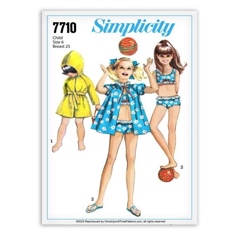 Girls Bathing Swim Suit Beach Coat Simplicity 7710 Vintage Sewing