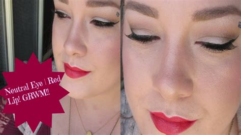 Grwm Neutral Eyes With Red Lip Youtube