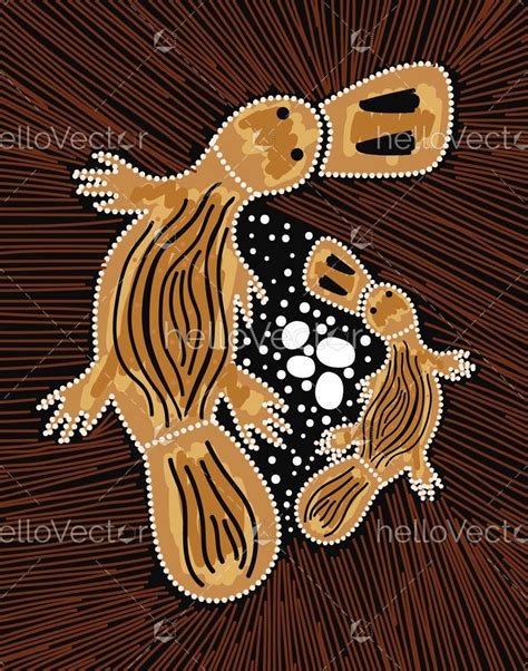 Aboriginal Art Of Platypus Mother And Baby Illustration Download