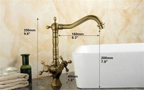 Luxury Antique Kitchen Faucet Brass Hot Cold Sink Mixer Faucet Double Handle Rotation Tall