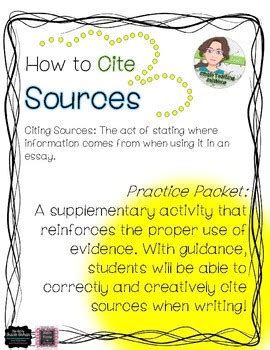 Results For Citing Sources Worksheet TPT