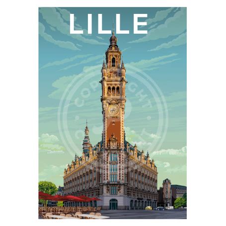 Affiche De La Ville De Lille Format 30 X 40 Cm Support Papier 250g Satin