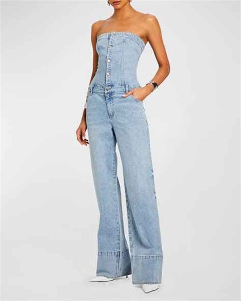 ETICA Farrah Zip Front Denim Jumpsuit Neiman Marcus