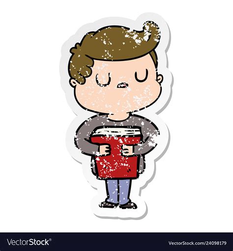 Distressed Sticker Of A Cartoon Aloof Man Vector Image