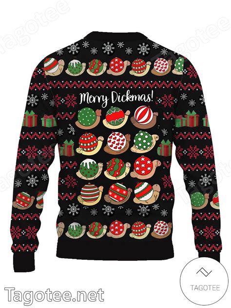 Christmas Snail Cocks Merry Dickmas Ugly Christmas Sweater Tagotee