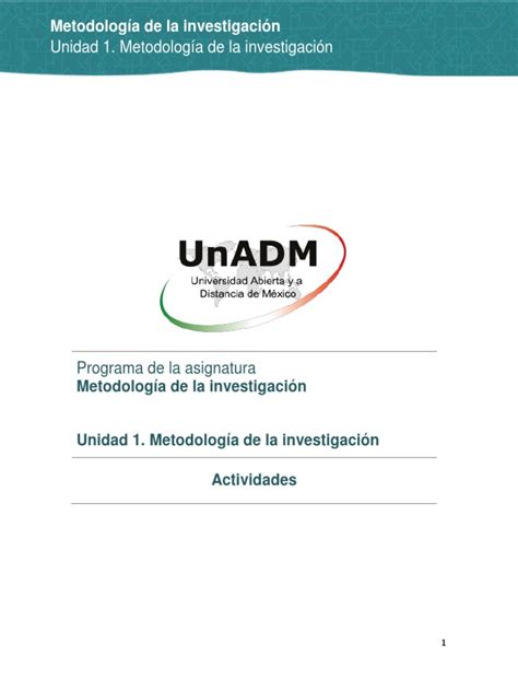 Unidad 1 Metodologia De La Investigacion Actividades Pdf