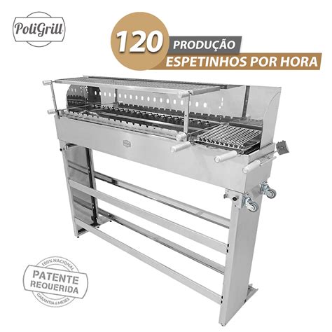 Churrasqueira Espetinho Giratório Inox a Carvão Eventos c 1 Grill