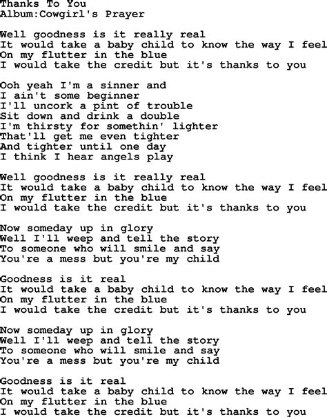 Emmylou Harris Song Thanks To You Lyrics