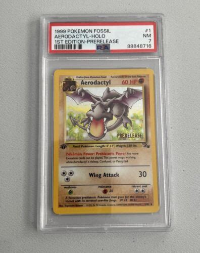 Aerodactyl 1st Edition Rare Prerelease Pokemon Card Psa 7 Nm Fossil